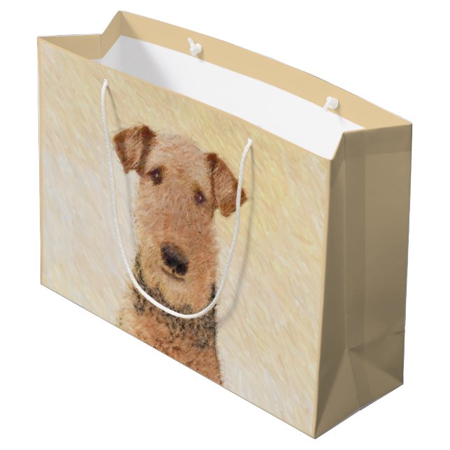 Airedale Terrier Painting - Niedliche Kunst Große Geschenktüte (Rückseite Schrägansicht)