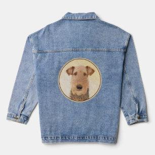 Airedale Terrier Painting - Niedliche Kunst Jeansjacke