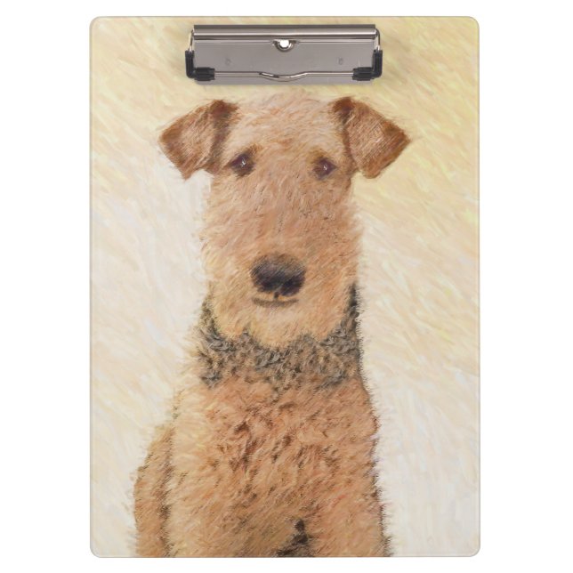 Airedale Terrier Painting - Niedliche Kunst Klemmbrett (Vorderseite)