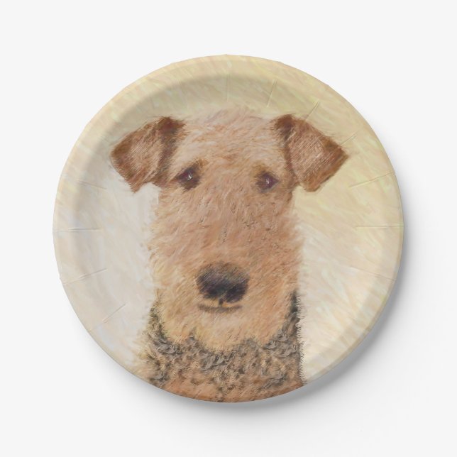 Airedale Terrier Painting - Niedliche Kunst Pappteller (Vorderseite)