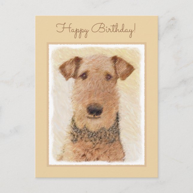 Airedale Terrier Painting - Niedliche Kunst Postkarte (Vorderseite)