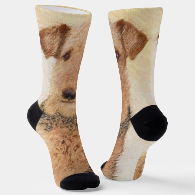 Airedale Terrier Painting - Niedliche Kunst Socken (Gewinkelt)