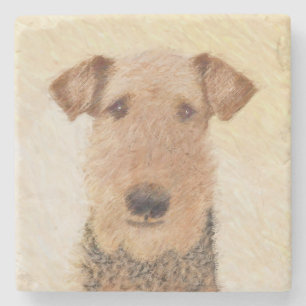 Airedale Terrier Painting - Niedliche Kunst Steinuntersetzer