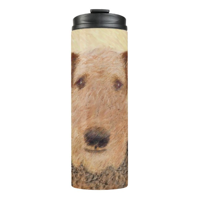 Airedale Terrier Painting - Niedliche Kunst Thermosbecher (Vorderseite)