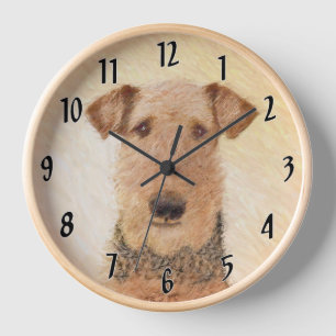 Airedale Terrier Painting - Niedliche Kunst Uhr