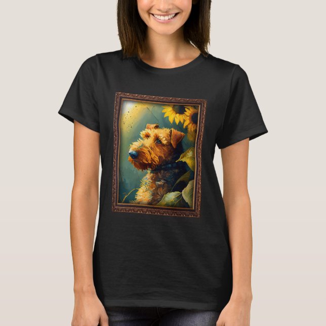Airedale Terrier Painting Sunflower Flower Mom Wom T-Shirt (Vorderseite)