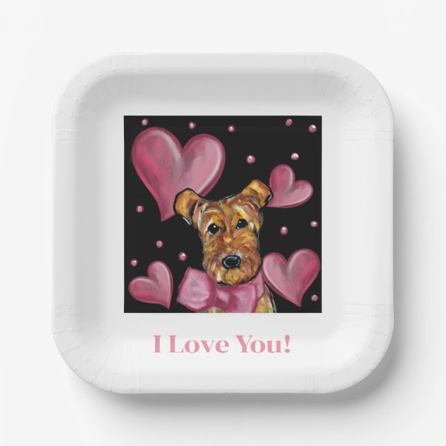 AIREDALE TERRIER PAPPTELLER (Vorderseite)
