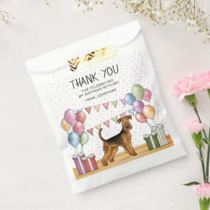 Airedale Terrier Pastellfarben Geburtstags Dankesc Geschenktütchen