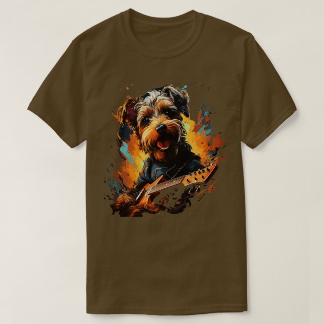 Airedale Terrier Playing Guitar T-Shirt (Design vorne)