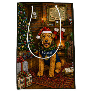 Airedale Terrier Polizei Urlaub Mittlere Geschenktüte