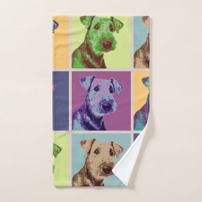Airedale Terrier Pop Badhandtuch Set (Handtuch)