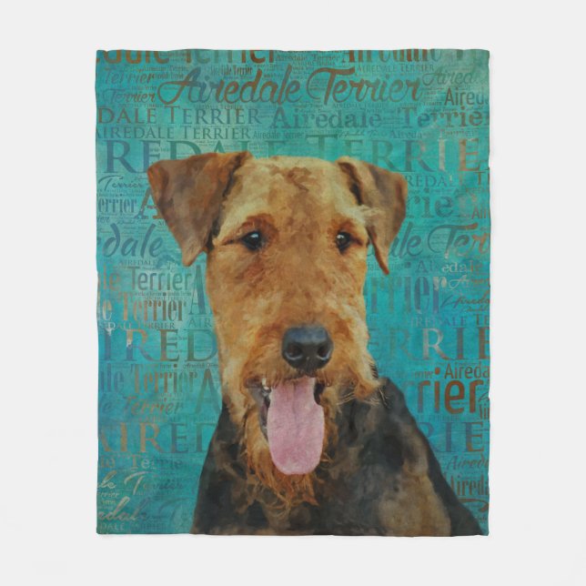 Airedale Terrier Porträt Fleecedecke (Vorderseite)
