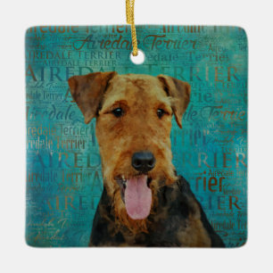 Airedale Terrier Porträt Keramikornament