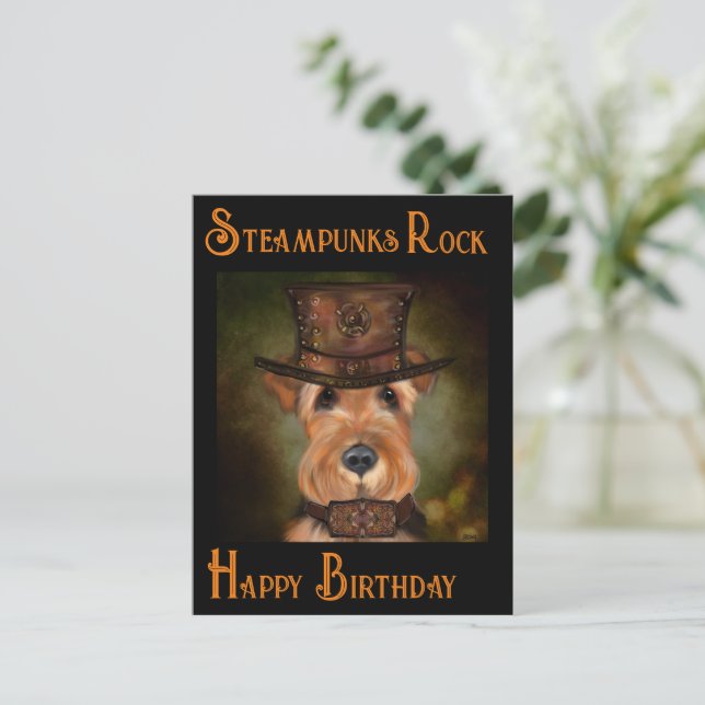 AIREDALE TERRIER POSTKARTE (Stehend Vorderseite)