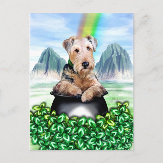 Airedale Terrier Pot of Gold Postcard Postkarte (Vorderseite)
