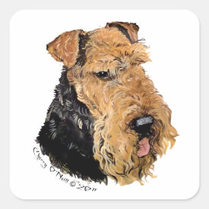 Airedale Terrier Quadratischer Aufkleber