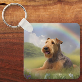 Airedale Terrier Rainbow Bridge Memorial Custom Schlüsselanhänger