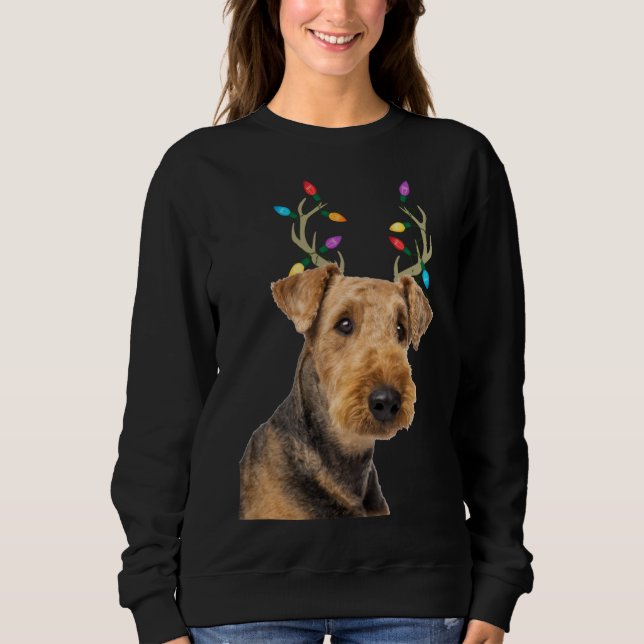 Airedale Terrier Reindeer Christmas Dog Sweatshirt (Vorderseite)