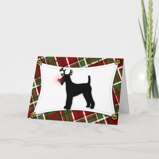 Airedale Terrier Rentier Weihnachtskarte Feiertagskarte (Vorderseite)