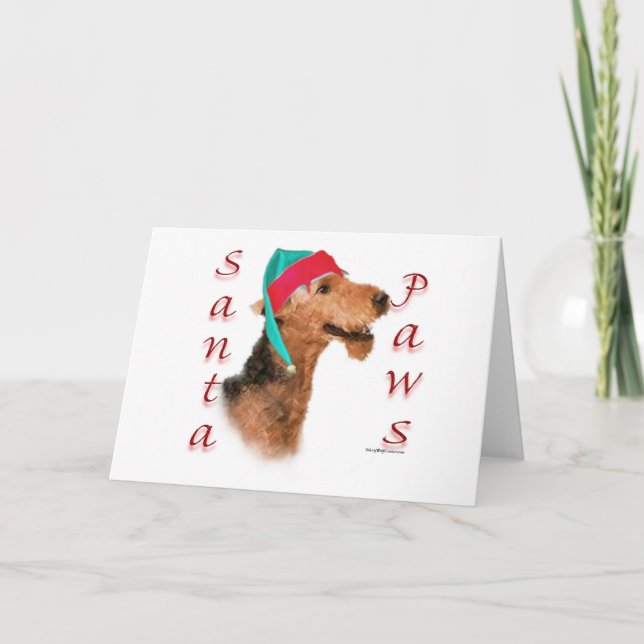 Airedale Terrier Santa Paws Feiertagskarte (Vorderseite)