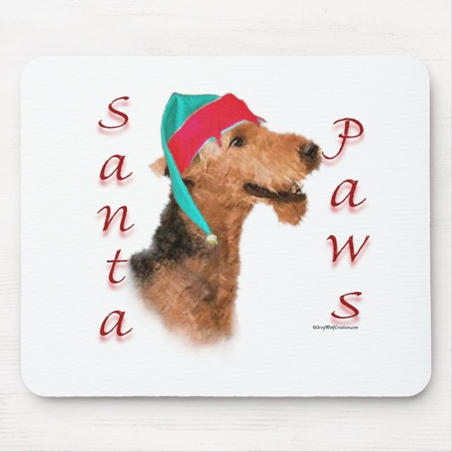 Airedale Terrier Santa Paws Mousepad (Vorne)