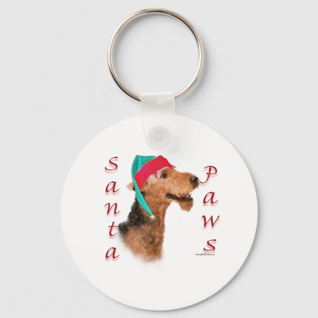 Airedale Terrier Santa Paws Schlüsselanhänger (Vorderseite)