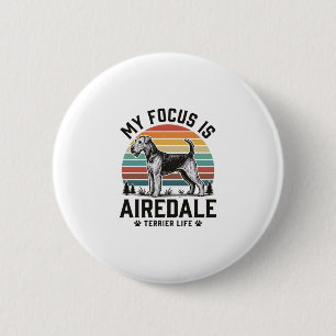 Airedale Terrier-Shirt Vintage-Hundefan Grafik_1 Button