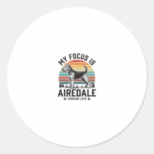 Airedale Terrier-Shirt Vintage-Hundefan Grafik_1 Runder Aufkleber