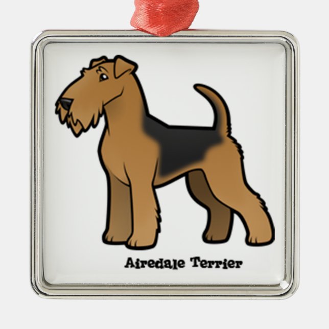 airedale Terrier Silbernes Ornament (Vorne)