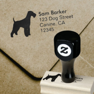 Airedale-Terrier-Silhouette-Rücksendeadresse Gummistempel