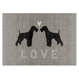 Airedale Terrier Silhouetten Liebe Schneidebrett
