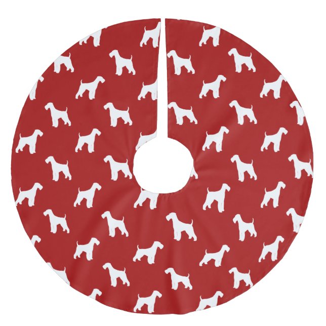 Airedale Terrier Silhouetten Muster Polyester Weihnachtsbaumdecke (Vorderseite)