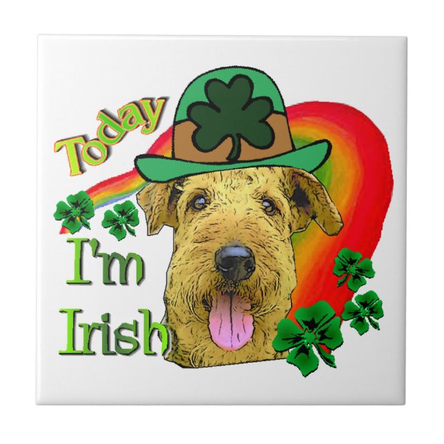 Airedale Terrier St. Patrick's Day Fliese (Vorderseite)