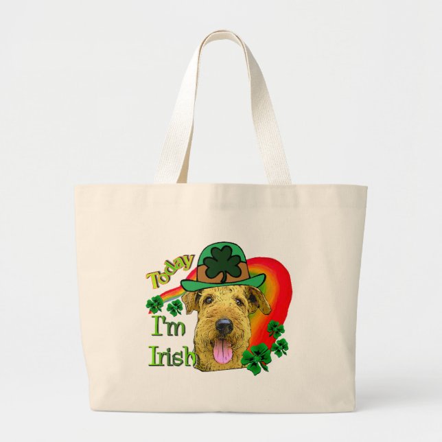 Airedale Terrier St. Patrick's Day Jumbo Stoffbeutel (Vorne)