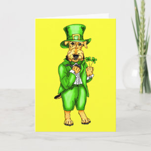 Airedale Terrier St Patrick's Day Leprechaun Card Karte