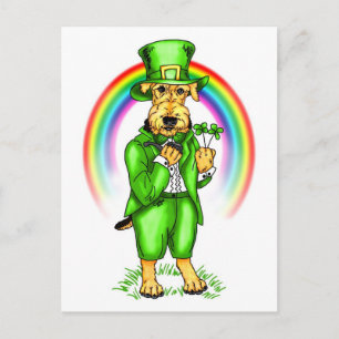Airedale Terrier St. Patricks Day Leprechaun Postkarte