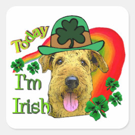 Airedale Terrier St. Patrick's Day Quadratischer Aufkleber