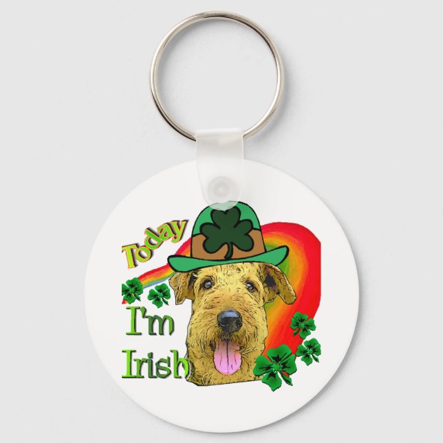 Airedale Terrier St. Patrick's Day Schlüsselanhänger (Vorderseite)
