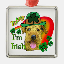 Airedale Terrier St. Patrick's Day Silbernes Ornament