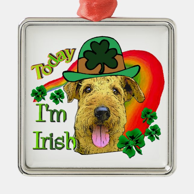 Airedale Terrier St. Patrick's Day Silbernes Ornament (Vorne)