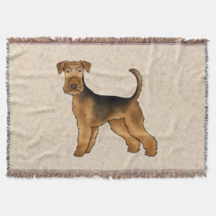 Airedale Terrier Süßer Cartoon-Hund auf Beige Decke