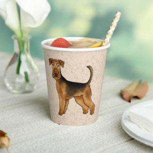 Airedale Terrier Süßer Cartoon-Hund auf Beige Pappbecher