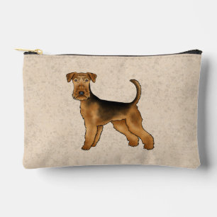 Airedale Terrier Süßer Cartoon-Hund auf Beige Zubehörtasche