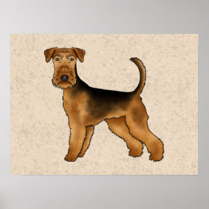 Airedale Terrier Süßer Cartoon Hund Bingley Terrie Poster