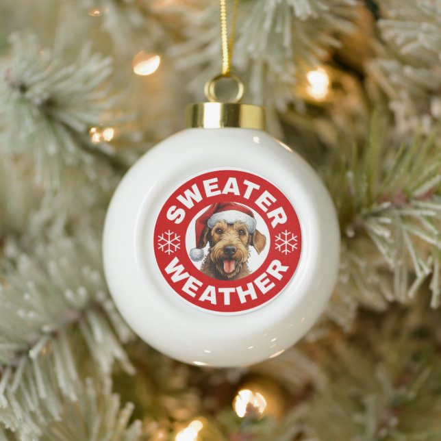 Airedale Terrier Sweater Weather Keramik Kugel-Ornament (Baum)