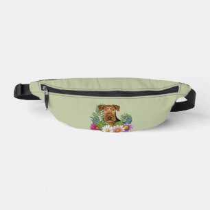 Airedale Terrier und farbenfrohe Sommer Blume Grün Bauchtasche