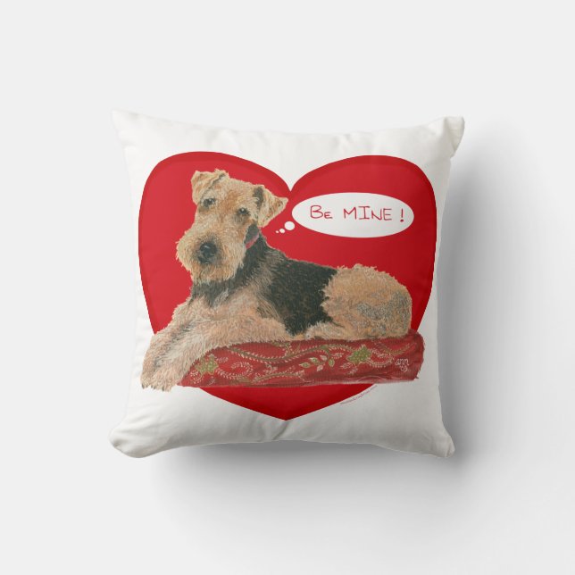 Airedale Terrier Valentine Kissen (Vorderseite)