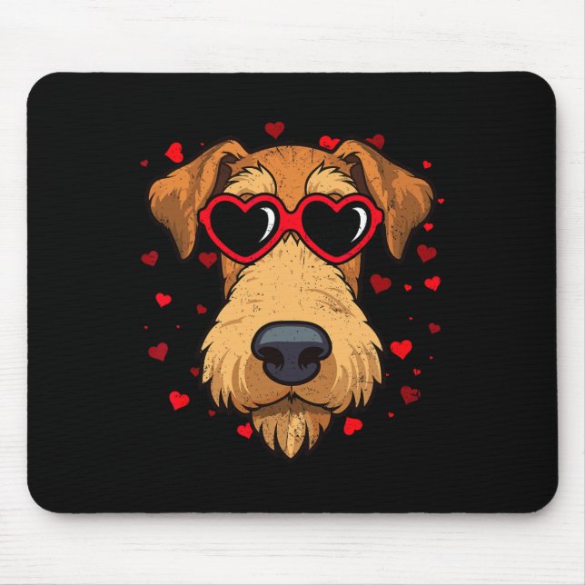 Airedale Terrier Valentine Niedliches Herz Mousepad (Vorne)