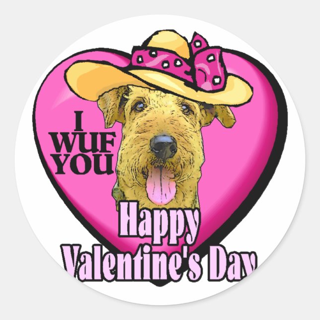 Airedale Terrier Valentines Runder Aufkleber (Vorderseite)