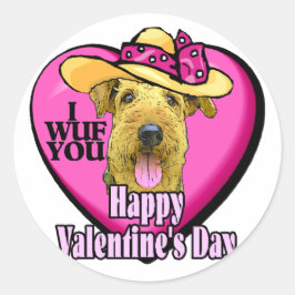 Airedale Terrier Valentines Runder Aufkleber